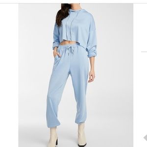 The Sang pastel light blue cropped boxy hoodie NWT